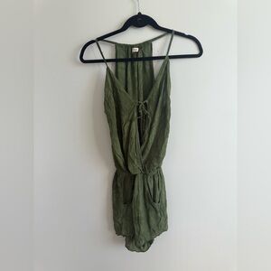 Khush Olive Green Hawaii Shore Romper Travel Beach Size Small
